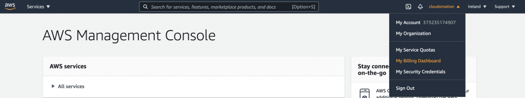 Navigate to AWS Billing Dashboard in your AWS Console by Cloudomation