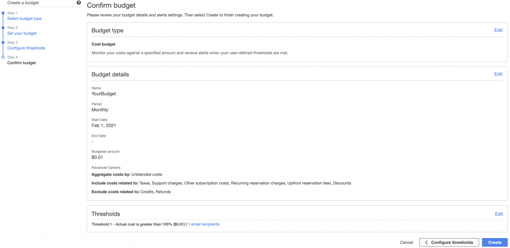 Confirm AWS Budget in your AWS Console by Cloudomation