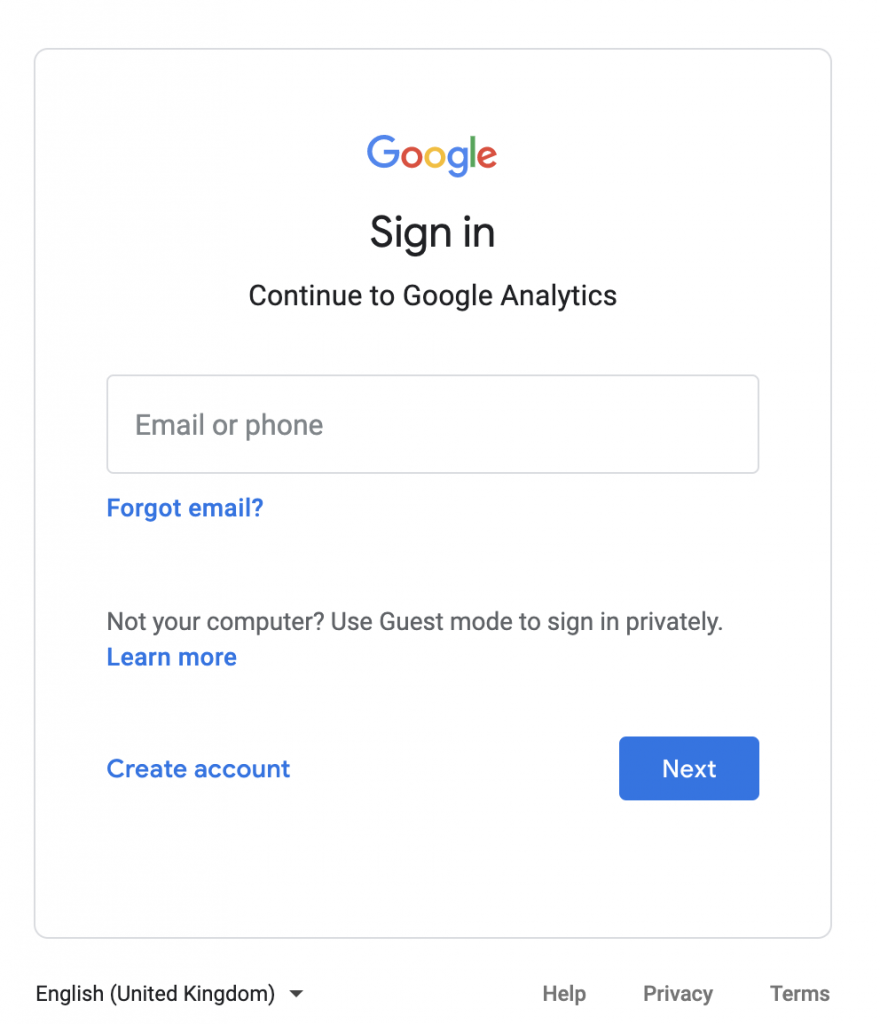 Google Sign In to continue to Google Analytics by Cloudomation