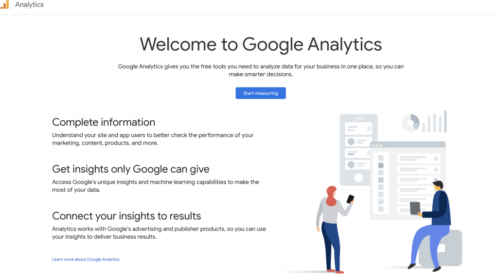 Google Analytics sign up page by Cloudomation
