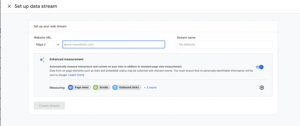 Google Analytics stream setup by Cloudomation