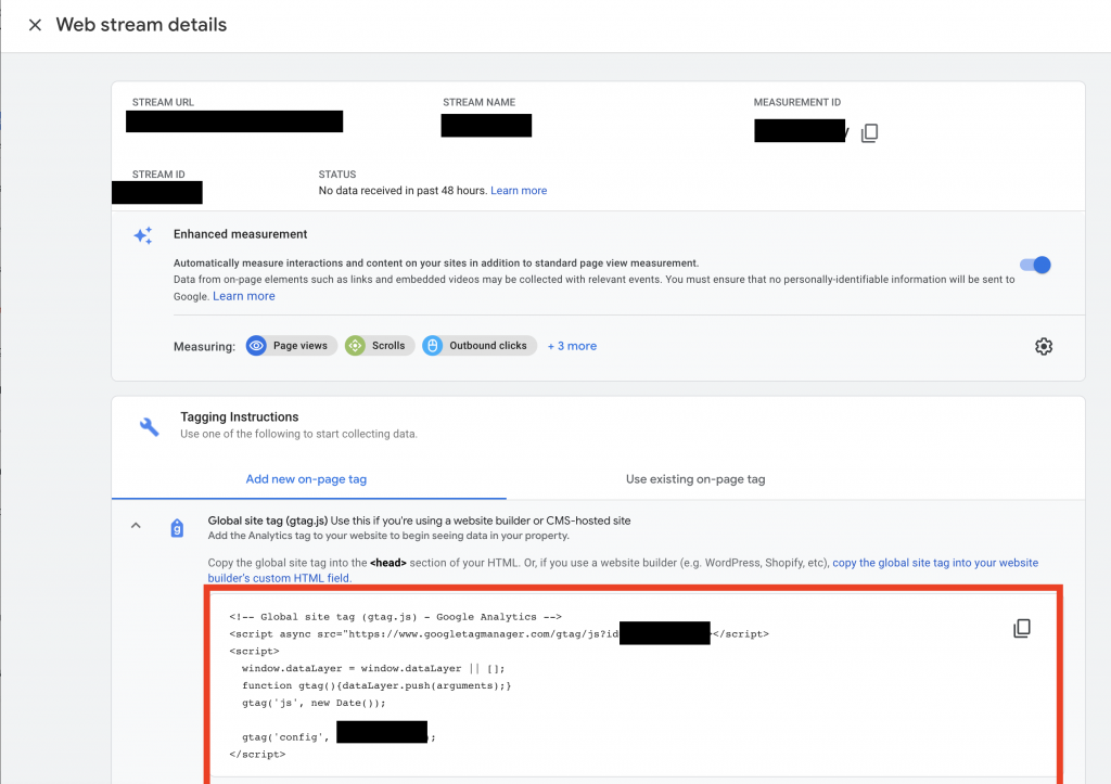 Google Analytics tracking code aka global site tag by Cloudomation