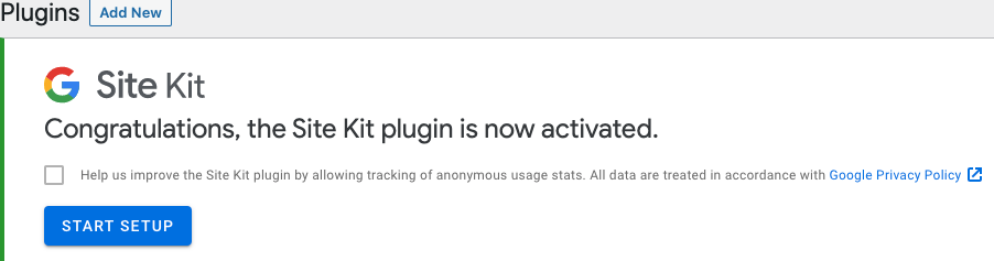 Google Site Kit plugin activated by Cloudomation