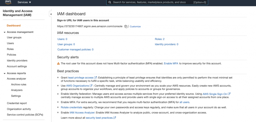 IAM Dashboard by Cloudomation