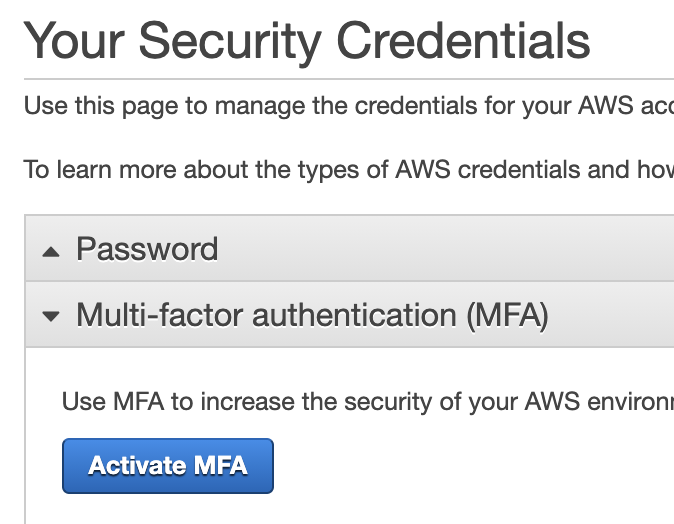 AWS IAM Activate MFA Screen by Cloudomation