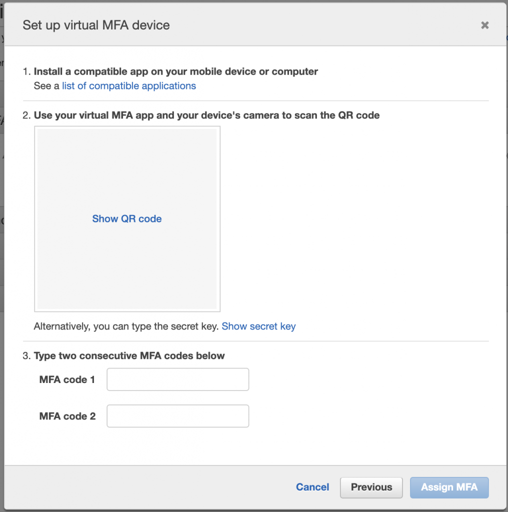 AWS IAM Manage MFA Device Screen by Cloudomation