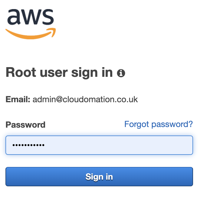 Root Password Screen by Cloudomation