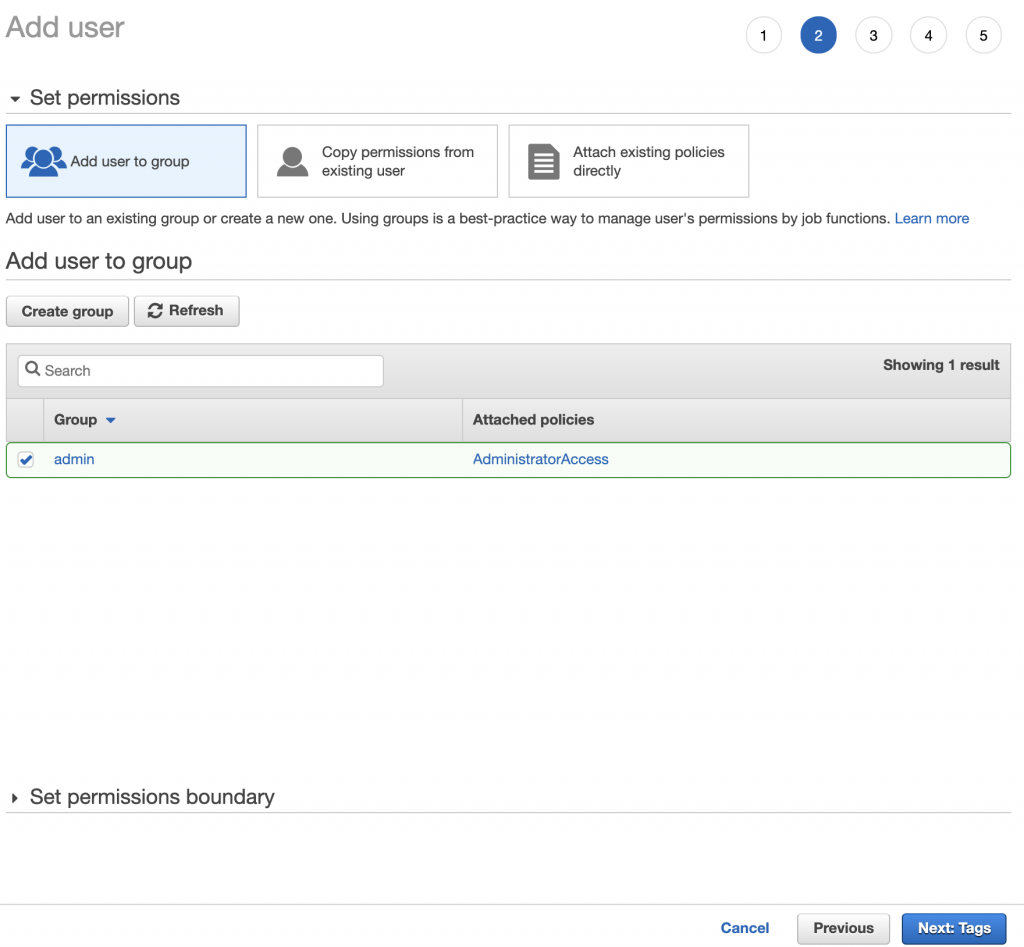 IAM User Group Screen by Cloudomation