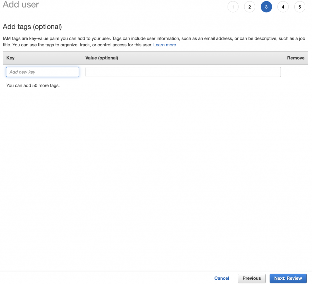 IAM User Tags Screen by Cloudomation